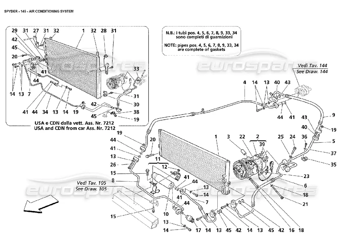 maserati 4200 spyder (2002) air conditioning system parts diagram