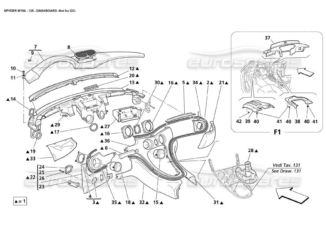 maserati 4200 spyder (2004) dashboard not for gd parts diagram