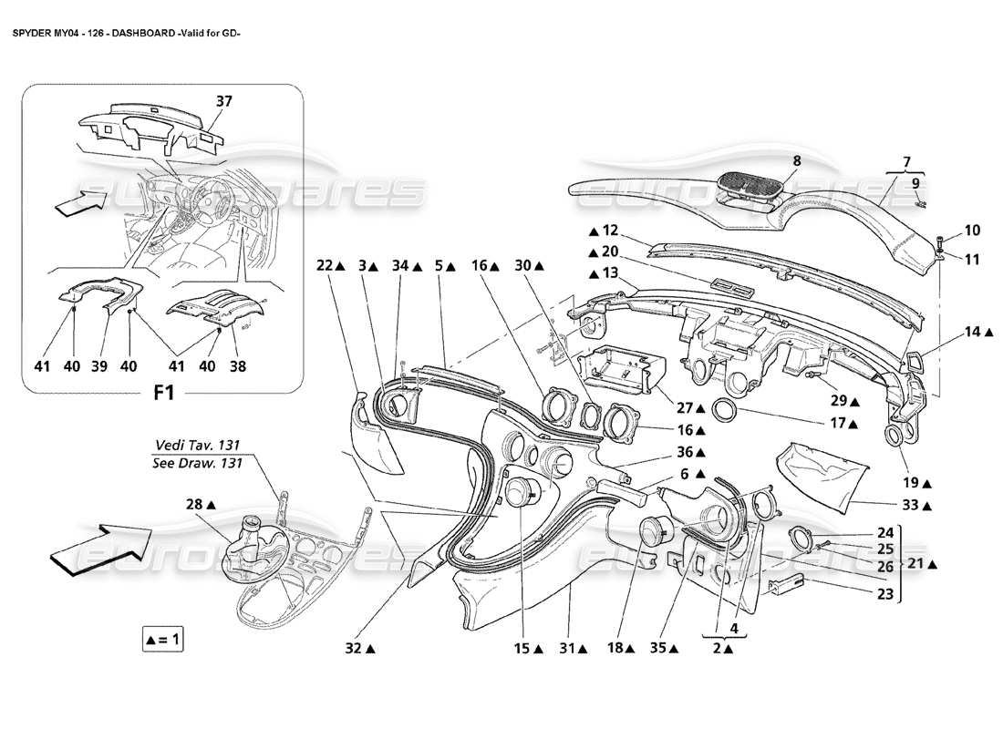 maserati 4200 spyder (2004) dashboard valid for gd parts diagram
