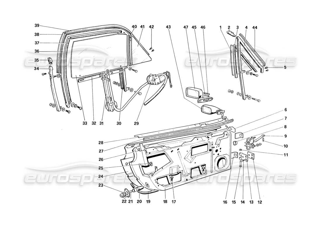 ferrari 328 (1988) doors (from car no. 71597) part diagram