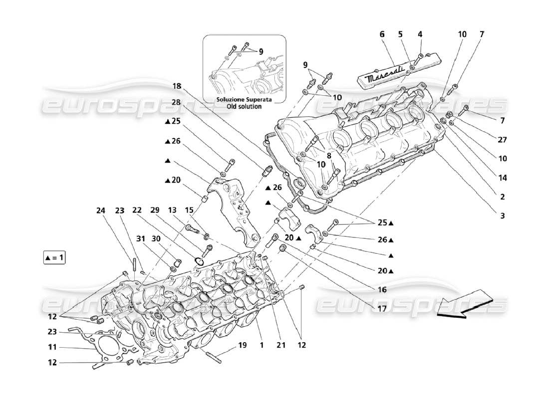maserati qtp. (2006) 4.2 lh cylinder head parts diagram