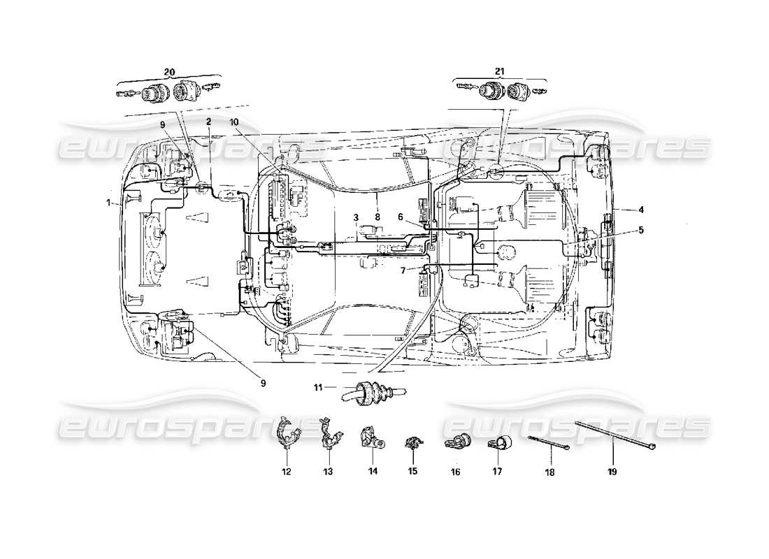 ferrari f40 electrical system -valid for usa- parts diagram
