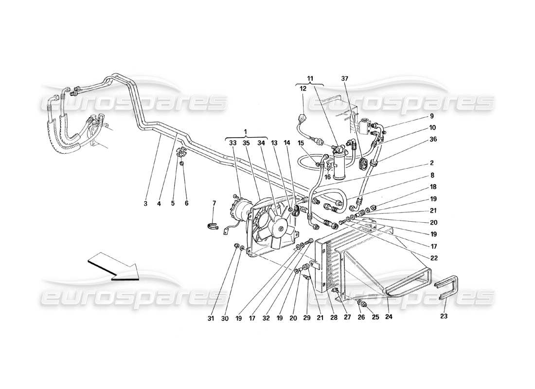 ferrari 348 (1993) tb / ts air conditioning system part diagram