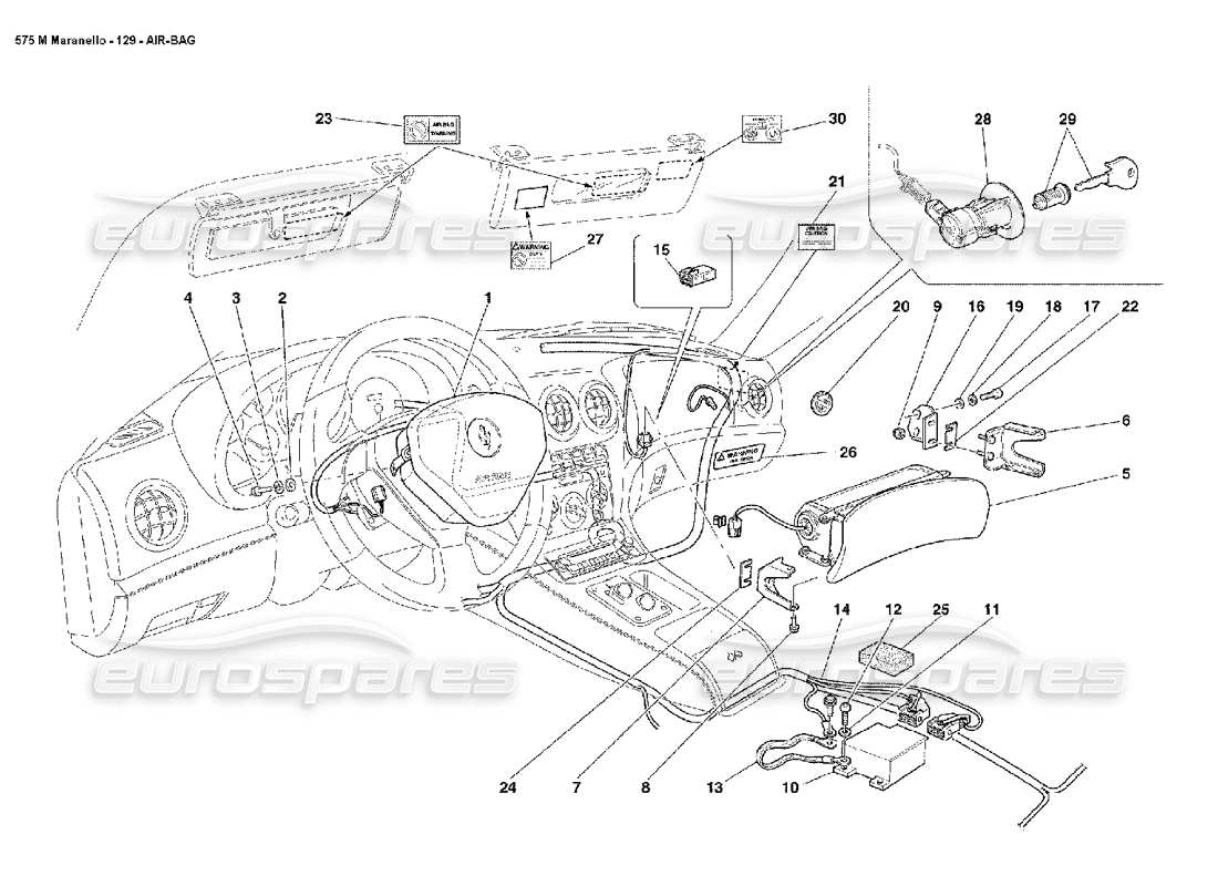 ferrari 575m maranello air bag parts diagram