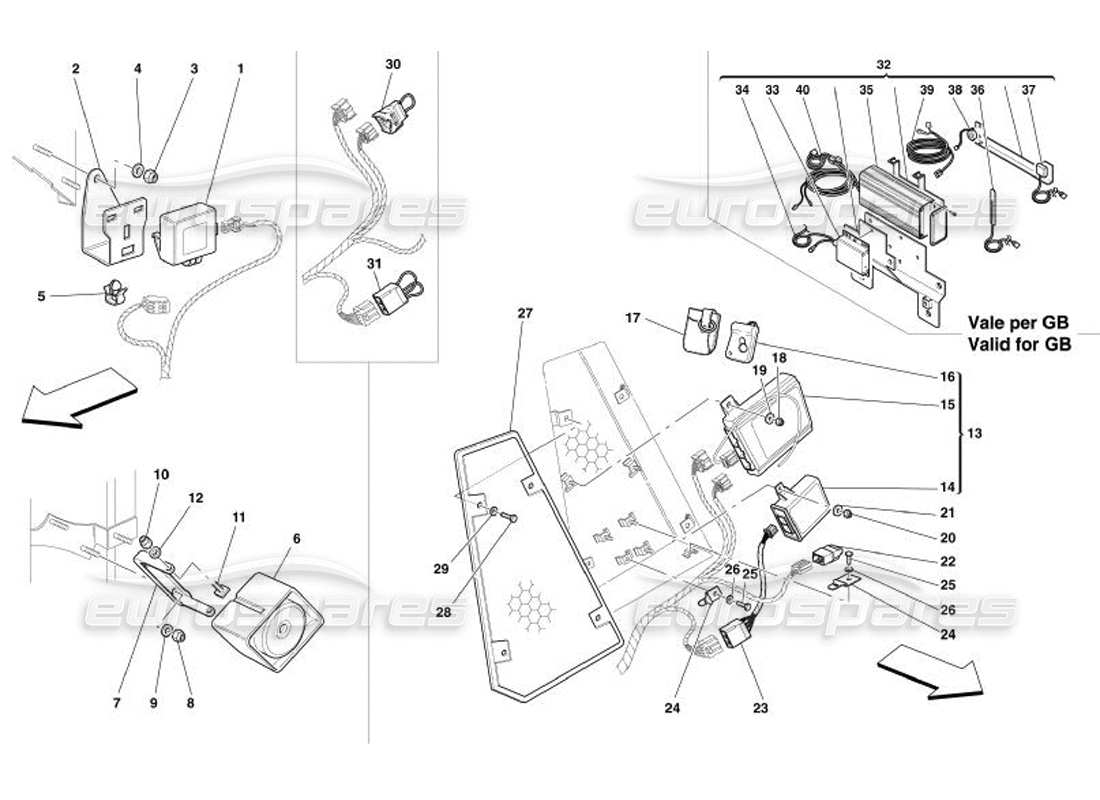 ferrari 575 superamerica anti theft electrical boards and devices parts diagram
