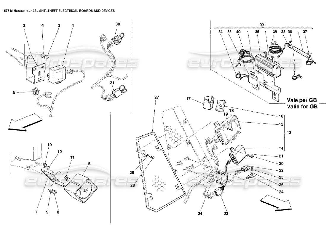 ferrari 575m maranello anti theft electrical boards and devices part diagram