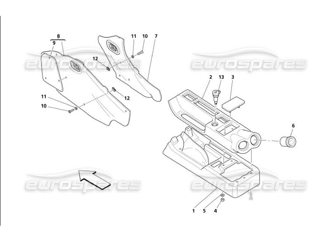 maserati 4200 gransport (2005) tunnel - framework and accessories parts diagram