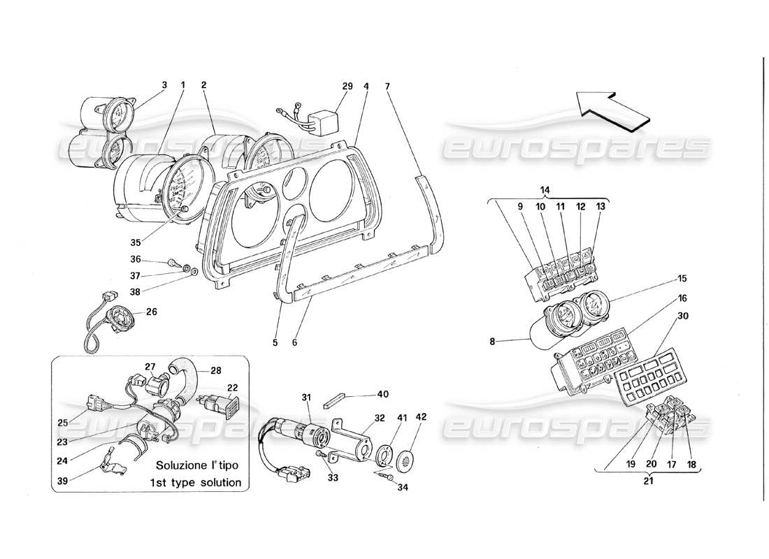 ferrari 348 (1993) tb / ts instruments part diagram