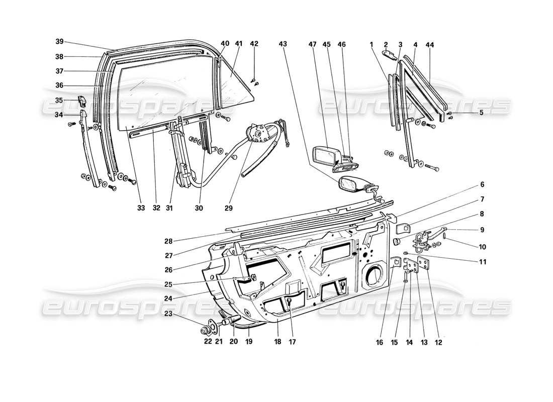 ferrari 328 (1988) doors (from car no. 75929) parts diagram