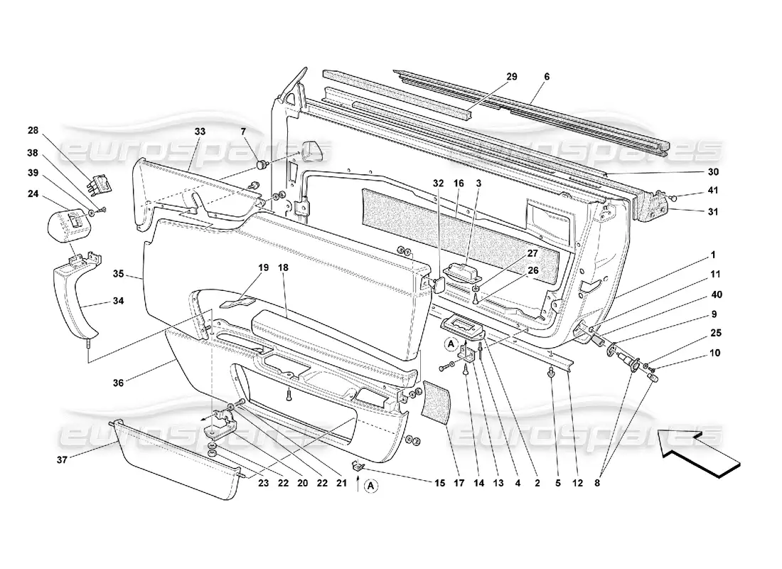 ferrari 550 maranello doors - framework and coverings parts diagram