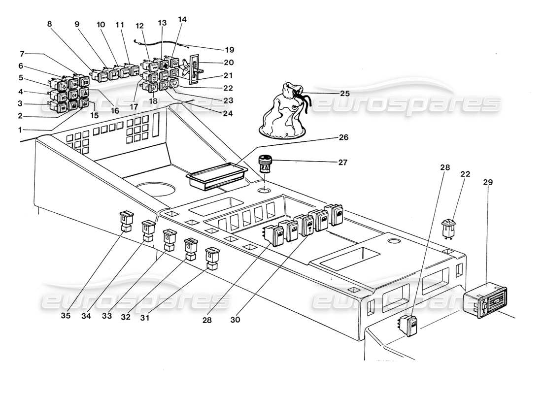 lamborghini lm002 (1988) switches and lights part diagram