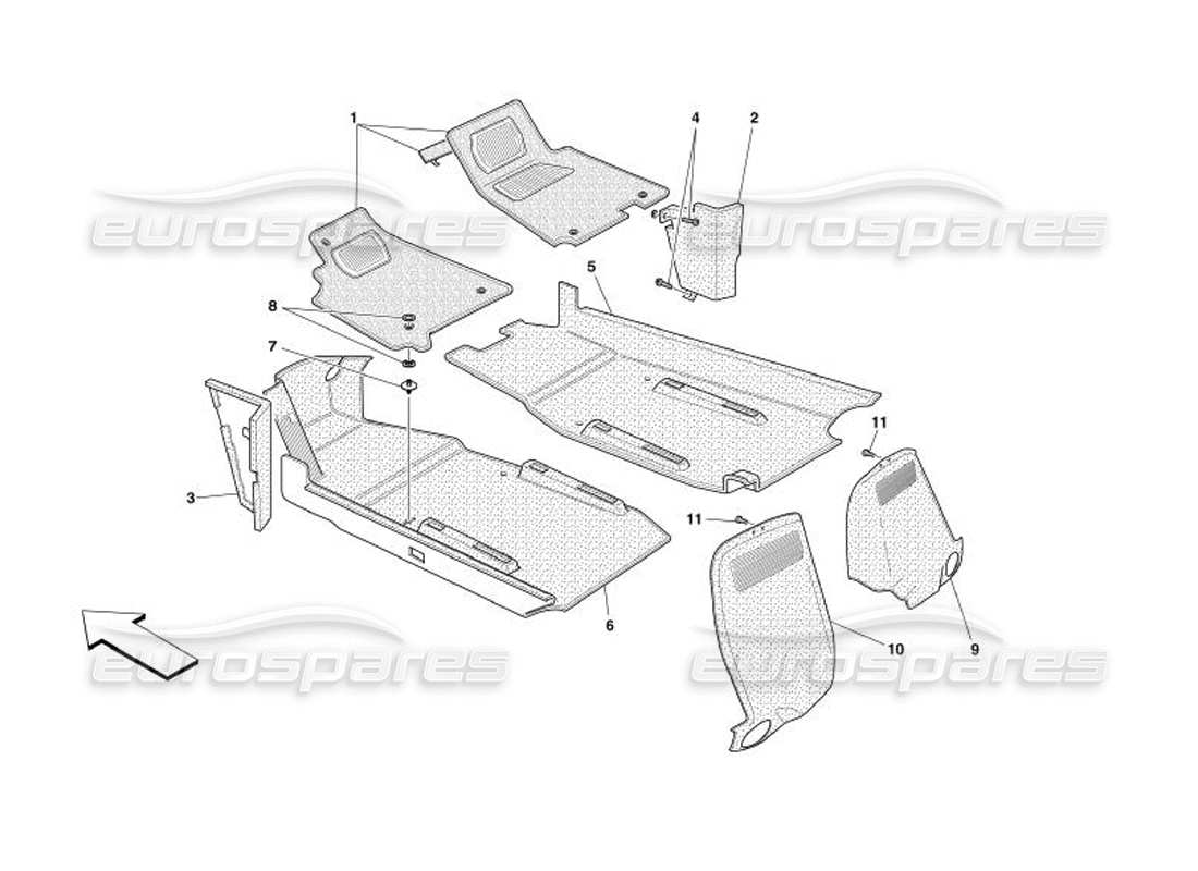 ferrari 575 superamerica passengers compartment upholstery and carpets parts diagram