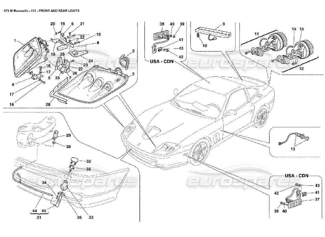 ferrari 575m maranello front and rear lights part diagram