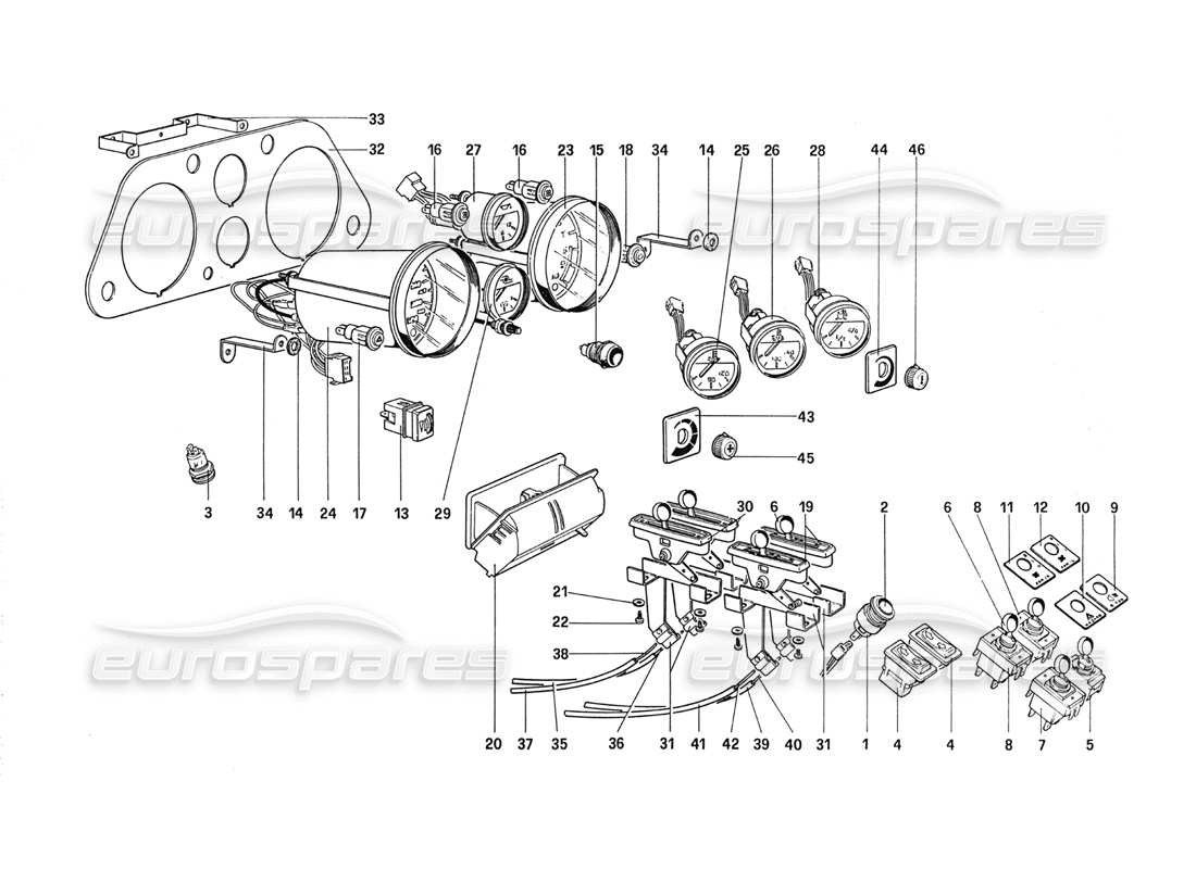 ferrari 288 gto instruments and accessories parts diagram