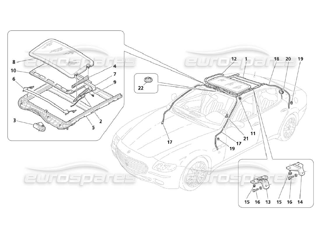 maserati qtp. (2006) 4.2 removable roof parts diagram