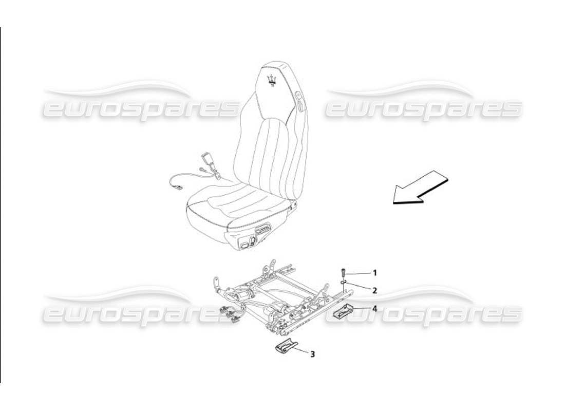 maserati 4200 gransport (2005) front seat - guide and movement part diagram