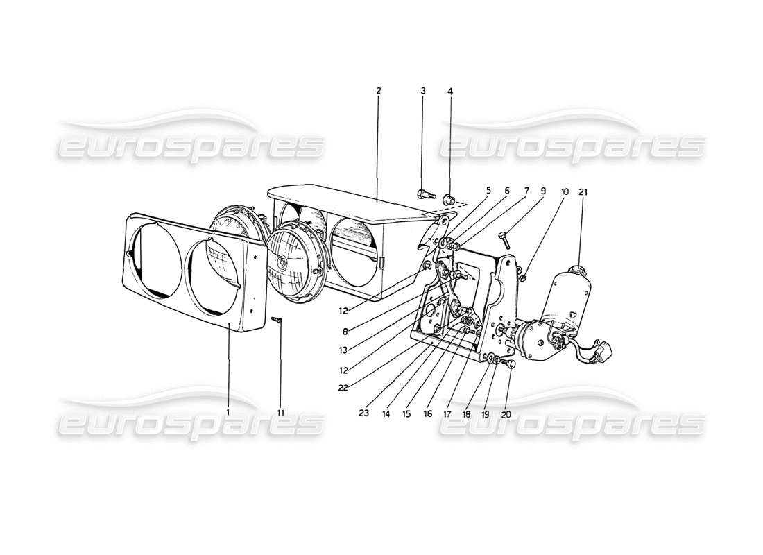 ferrari 208 gt4 dino (1975) headlights lifting device part diagram