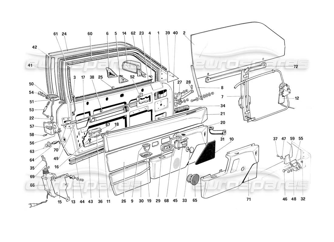 ferrari mondial 3.2 qv (1987) doors - 3.2 mondial coupe parts diagram