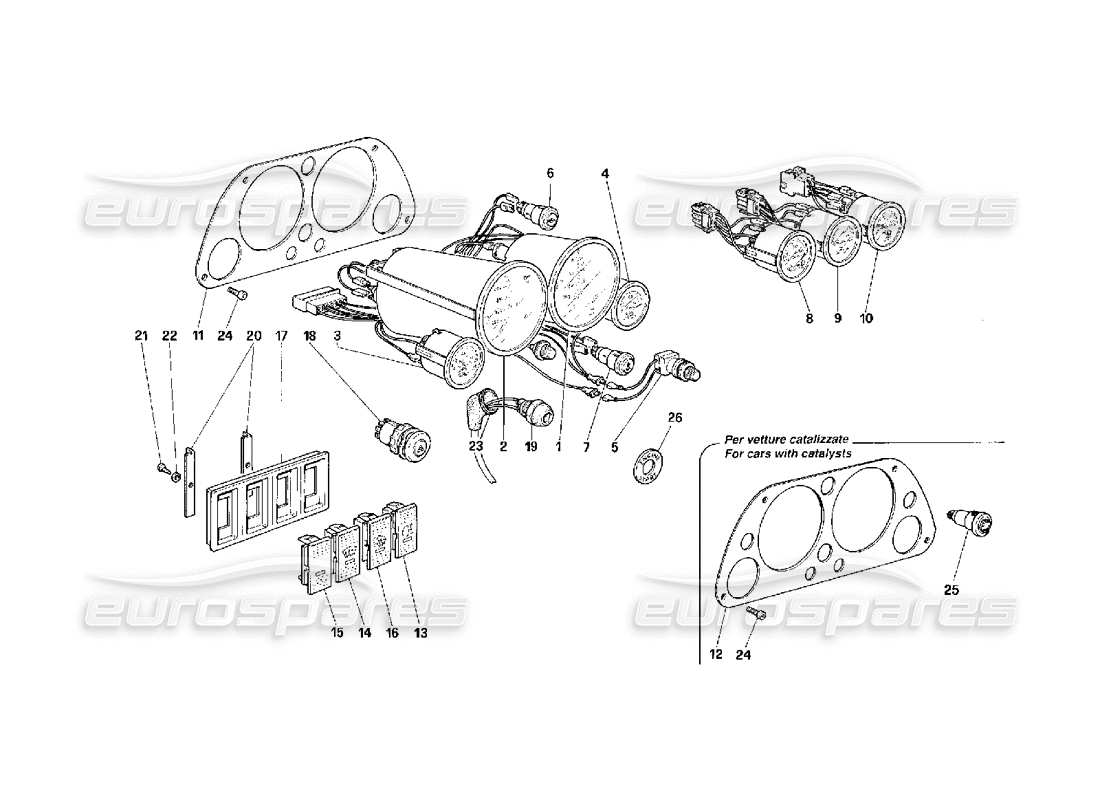 ferrari f40 control and command instruments part diagram