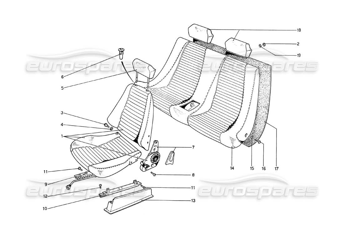 ferrari 208 gt4 dino (1975) seats part diagram