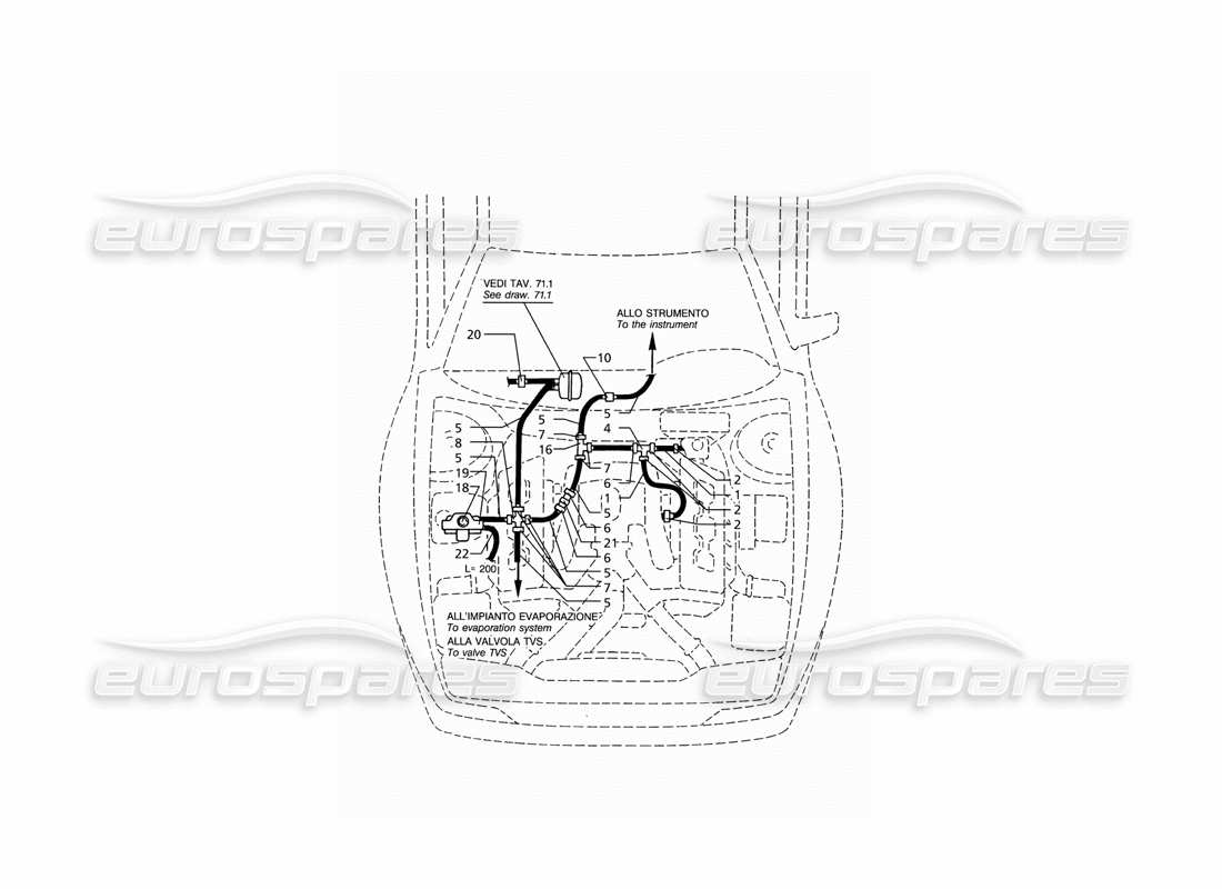 maserati ghibli 2.8 (abs) vacuum system (lh drive) parts diagram