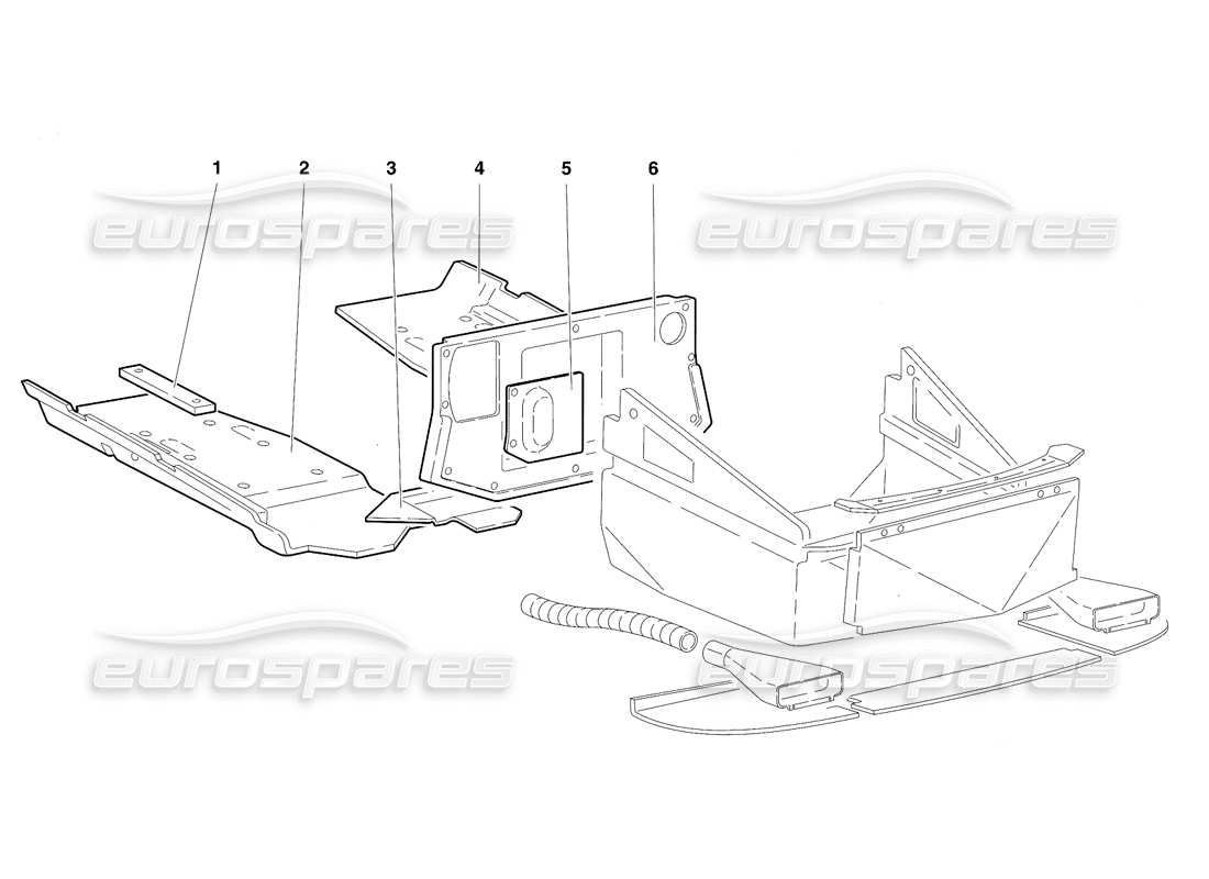 lamborghini diablo vt (1994) frame floor panels (valid for rh d. version - april 1994) part diagram