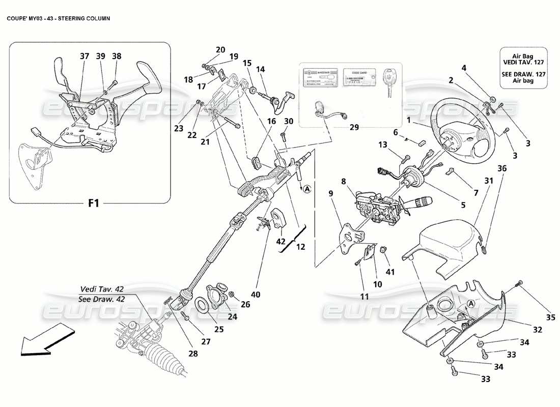 a part diagram from the maserati 4200 coupe (2005) parts catalogue