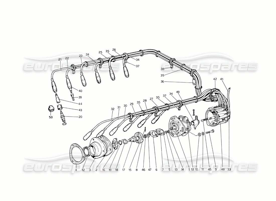 a part diagram from the ferrari 365 gt4 berlinetta boxer parts catalogue