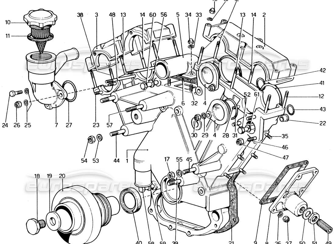 VIEW PARTS DIAGRAMS FROM THE FERRARI 330 AND 365 PARTS CATALOGUE a part diagram from the ferrari 330 and 365 parts catalogue