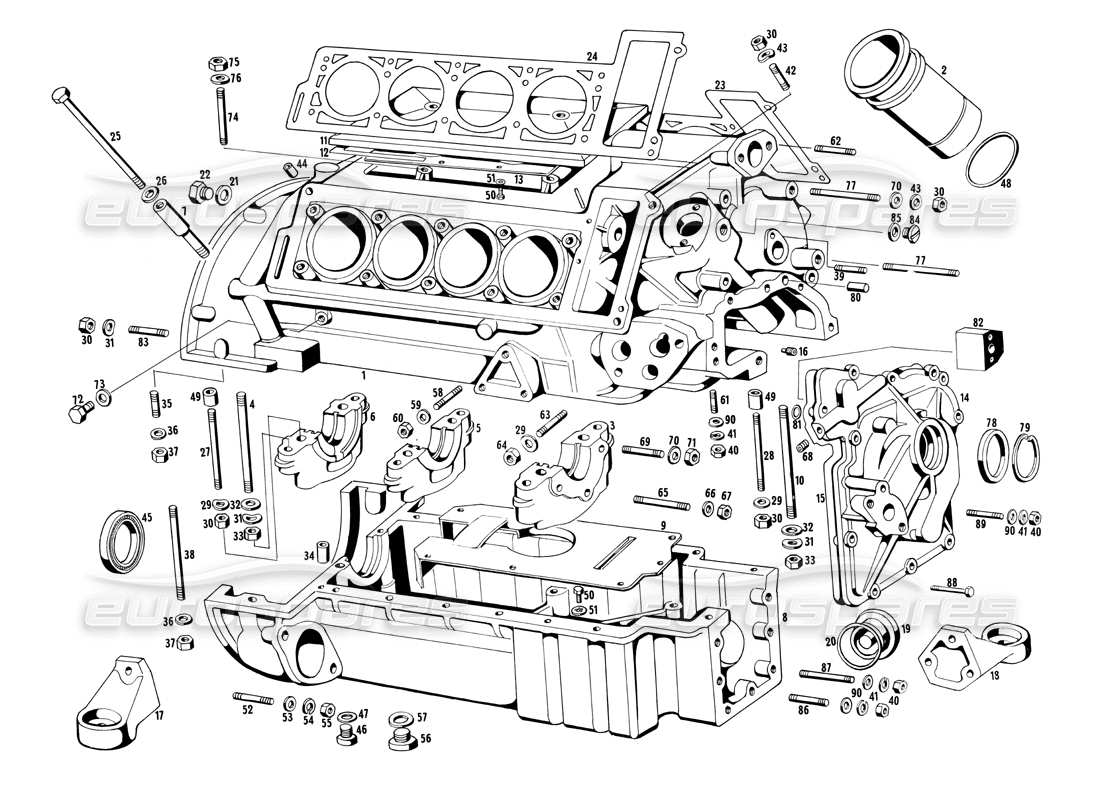 a part diagram from the maserati ghibli (1967-1973) parts catalogue