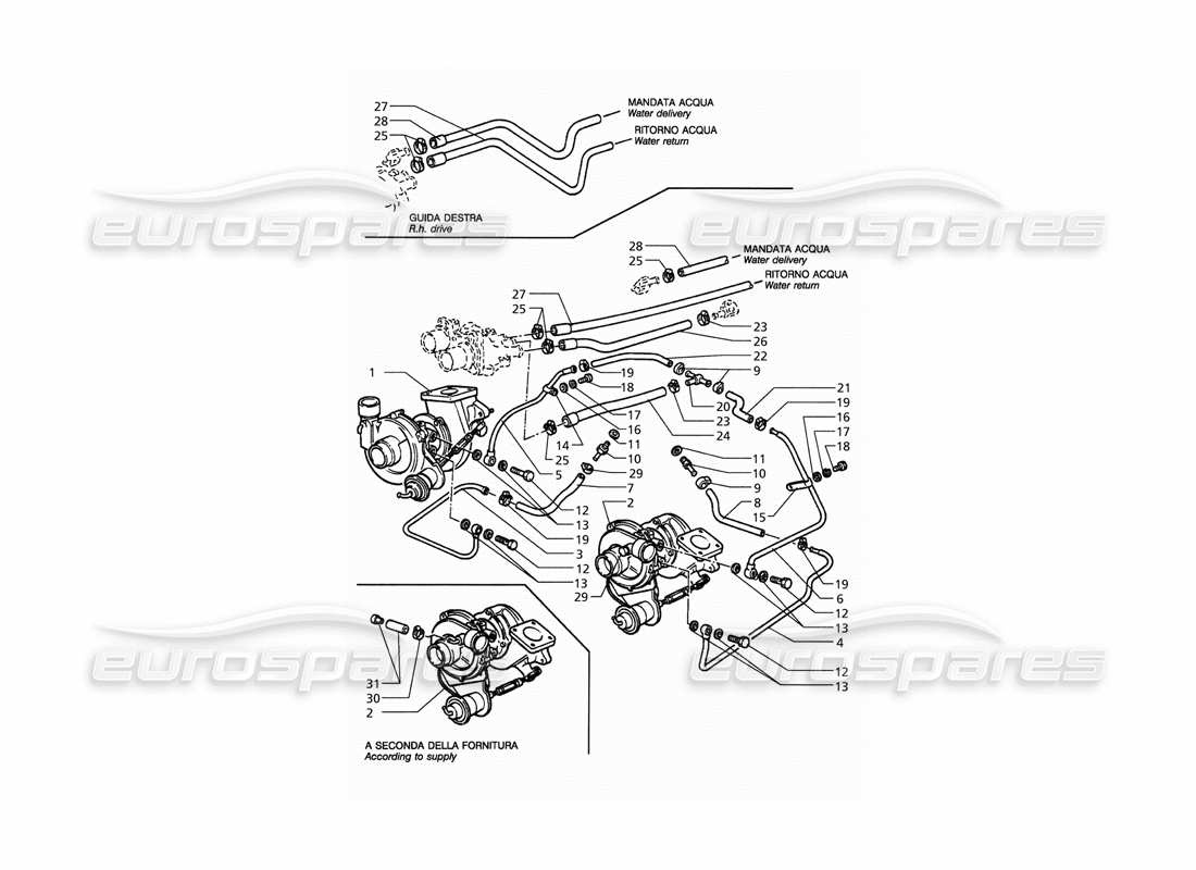 a part diagram from the Maserati QTP. 3.2 V8 (1999) parts catalogue