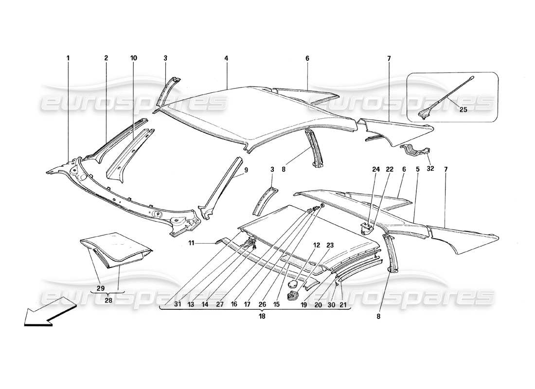 a part diagram from the ferrari 348 (1993) tb / ts parts catalogue