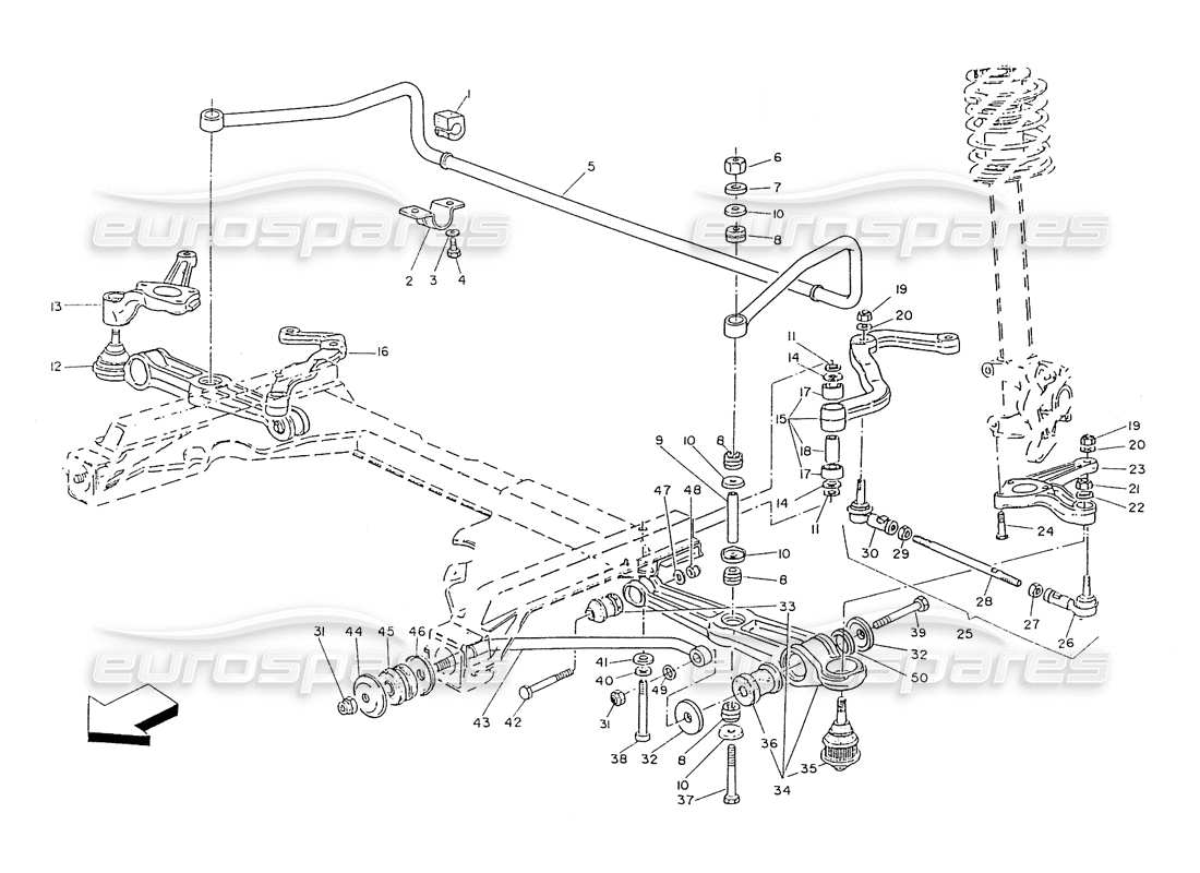 a part diagram from the Maserati Ghibli 2.8 (Non ABS) parts catalogue