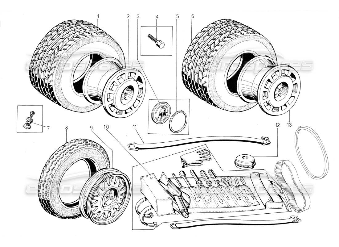 a part diagram from the Lamborghini Jalpa 3.5 (1984) parts catalogue