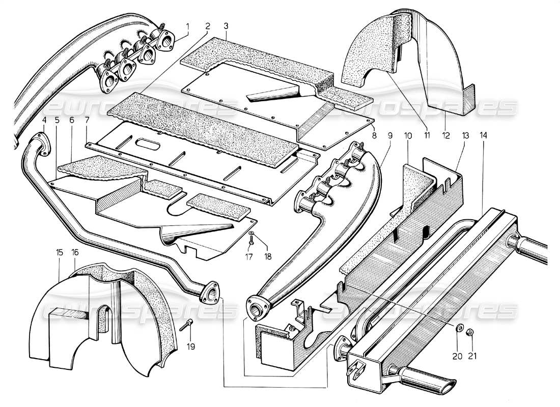 a part diagram from the lamborghini jalpa 3.5 (1984) parts catalogue