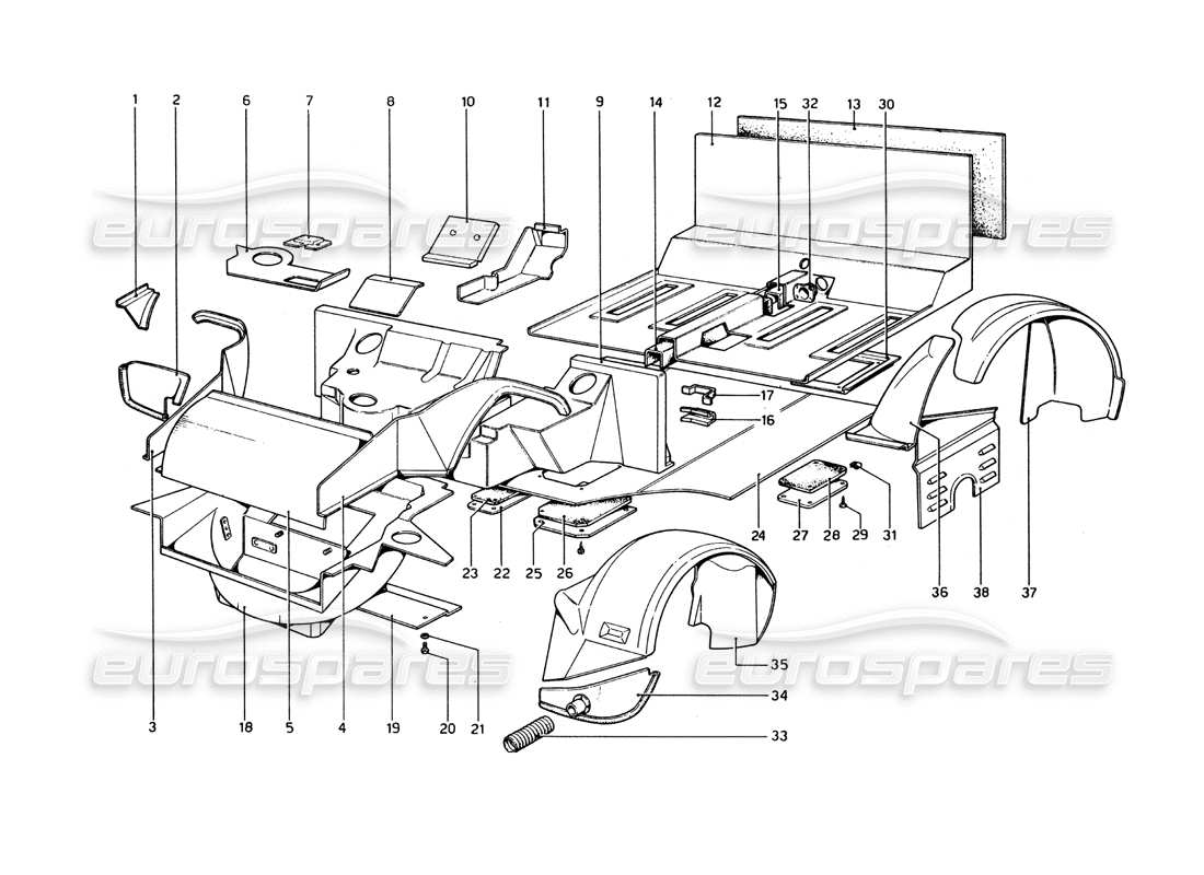a part diagram from the ferrari 365 gt4 berlinetta boxer parts catalogue