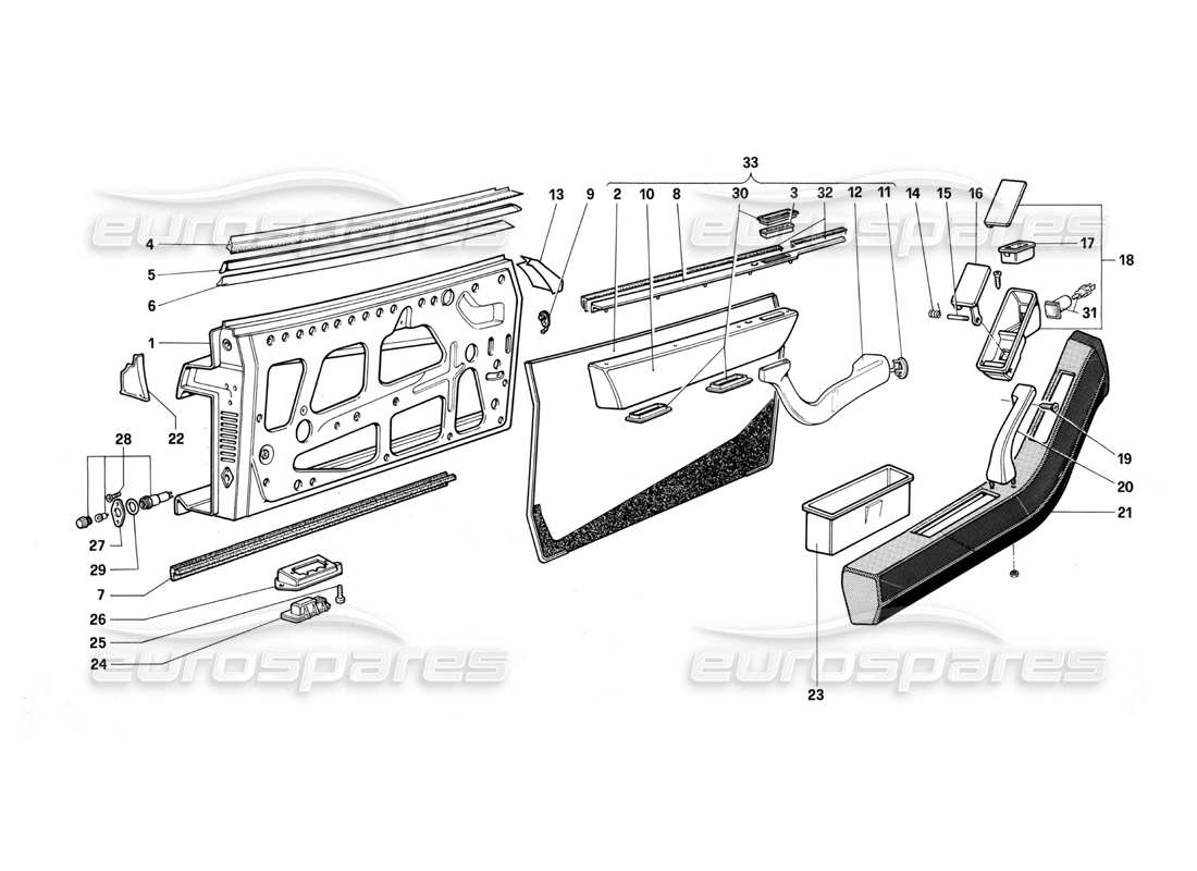 VIEW PARTS DIAGRAMS FROM THE FERRARI TESTAROSSA PARTS CATALOGUE a part diagram from the ferrari testarossa parts catalogue