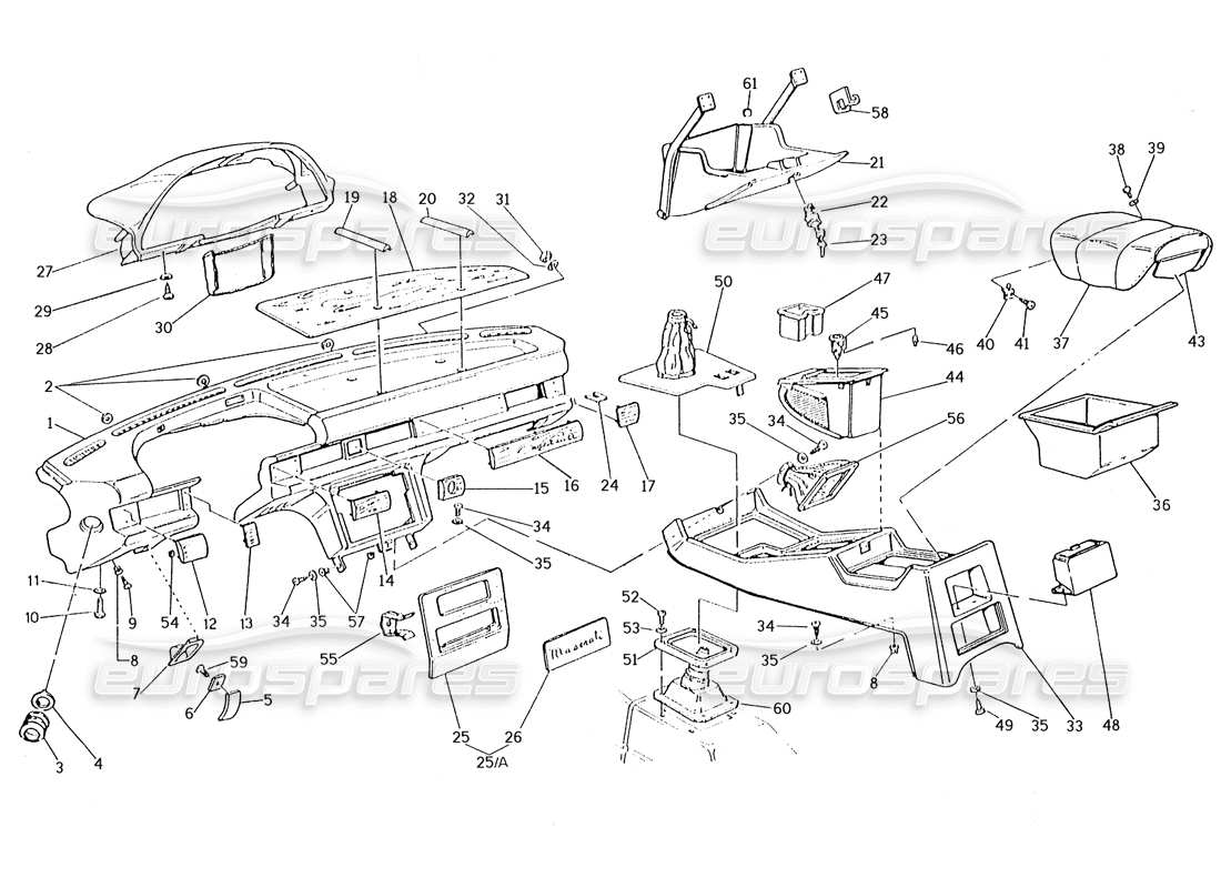 VIEW PARTS DIAGRAMS FROM THE MASERATI KARIF 2.8 PARTS CATALOGUE a part diagram from the maserati karif 2.8 parts catalogue