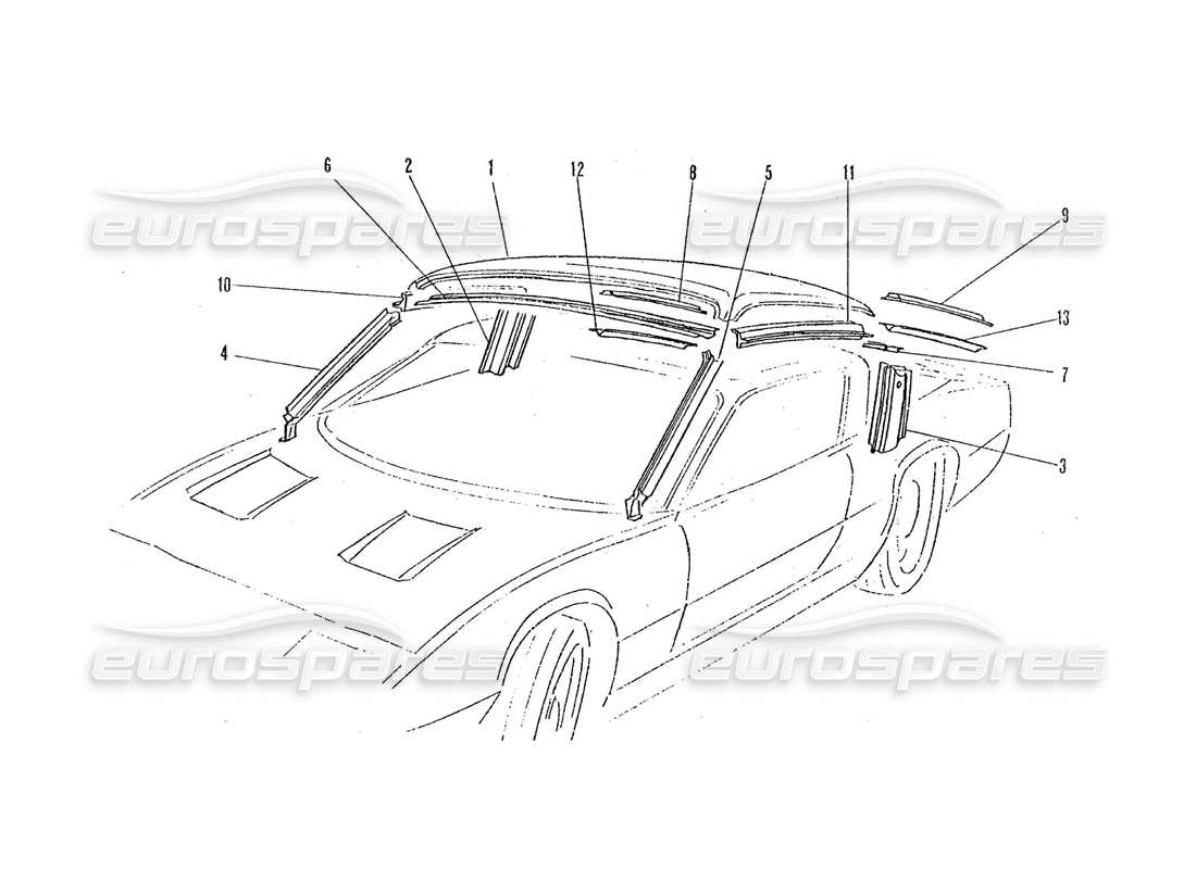 a part diagram from the ferrari 365 gtc4 (coachwork) parts catalogue