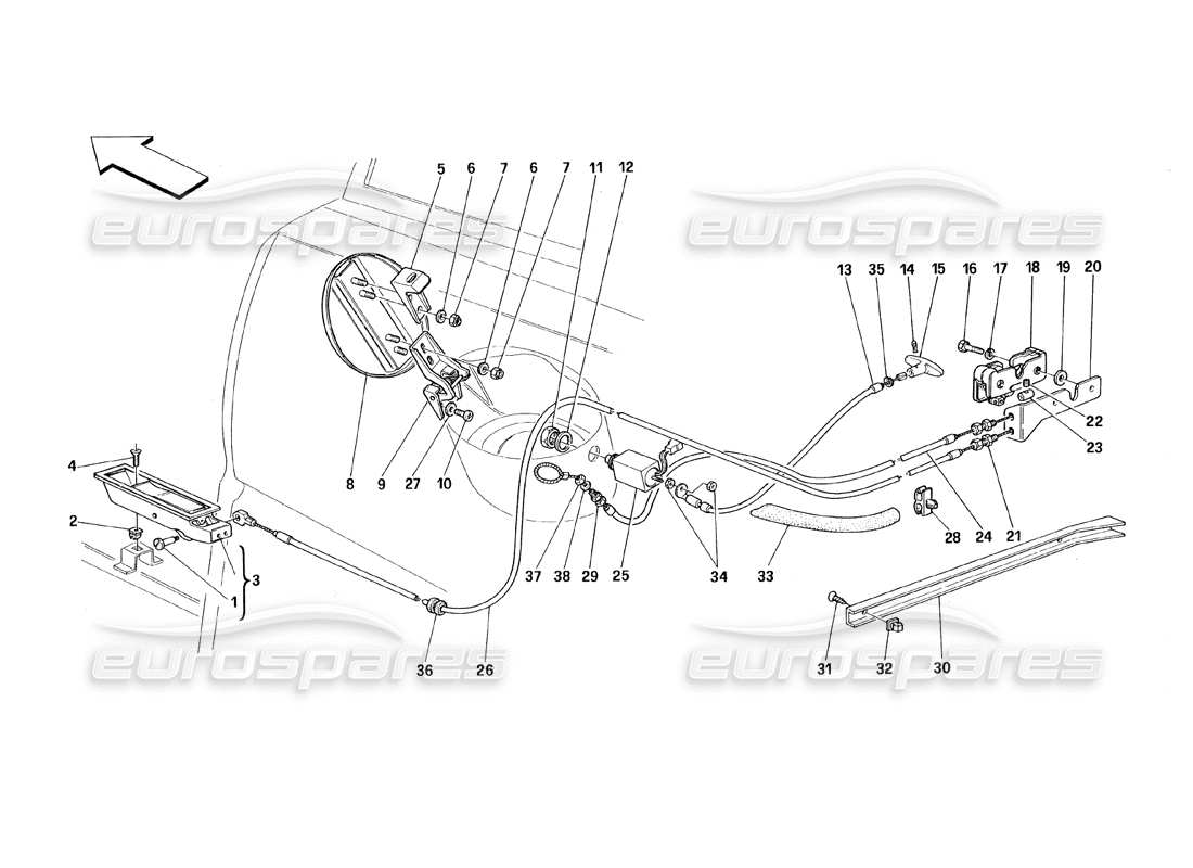 a part diagram from the Ferrari 348 (1993) TB / TS parts catalogue