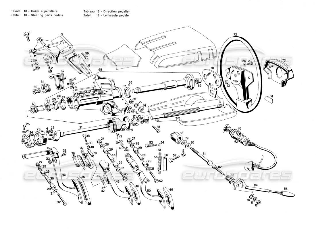 a part diagram from the Maserati Merak 3.0 parts catalogue