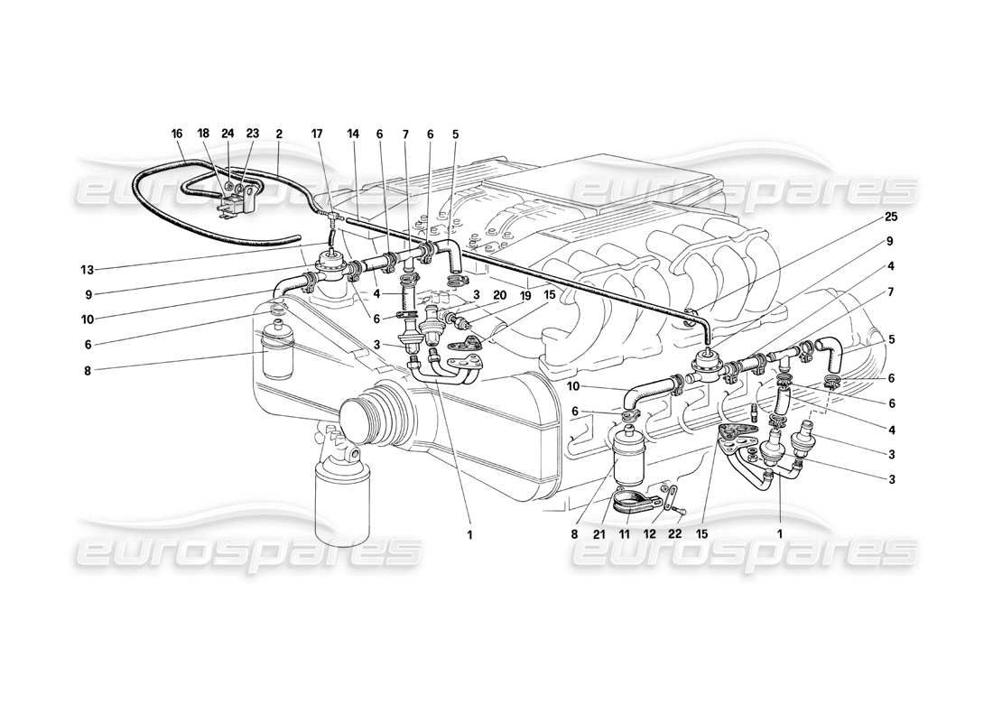 a part diagram from the Ferrari Testarossa (1990) parts catalogue