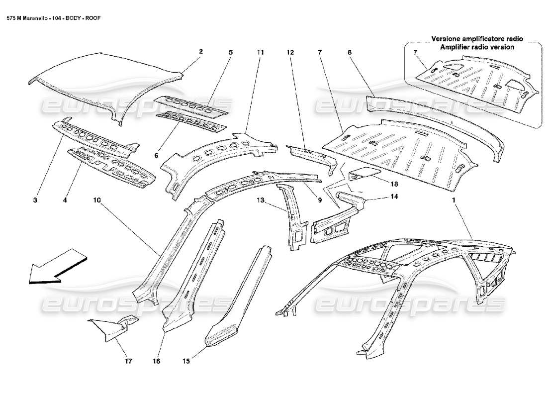 a part diagram from the Ferrari 575M Maranello parts catalogue