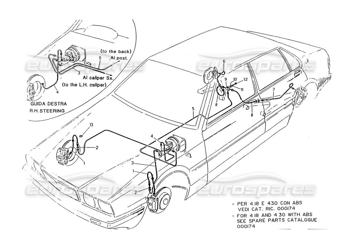a part diagram from the maserati biturbo (1983-1995) parts catalogue