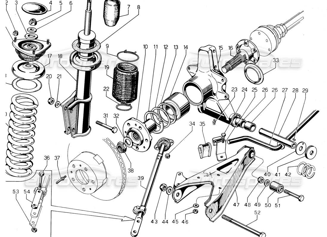 a part diagram from the lamborghini urraco parts catalogue