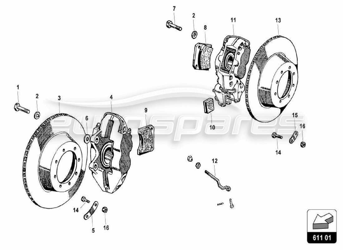 a part diagram from the lamborghini miura parts catalogue