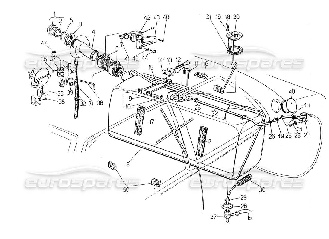 a part diagram from the maserati 418 / 4.24v / 430 parts catalogue