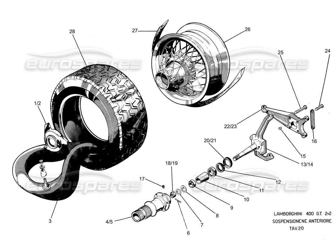 a part diagram from the lamborghini 400 gt parts catalogue