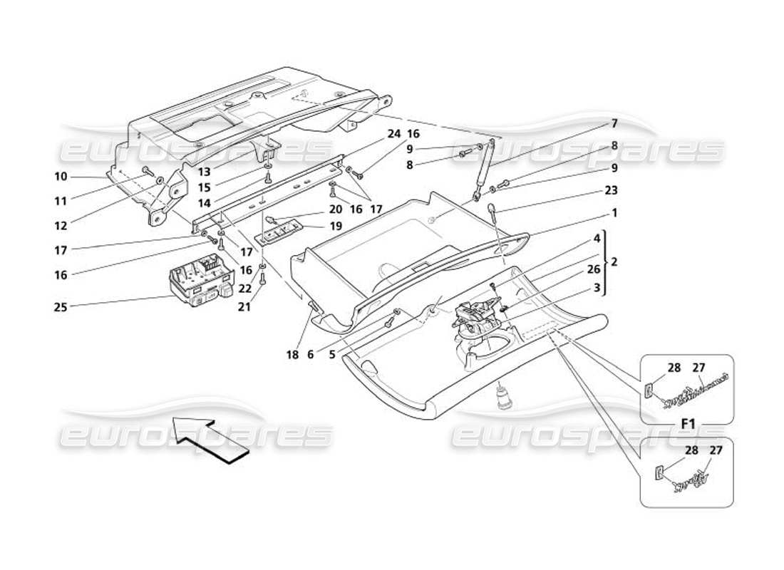 a part diagram from the maserati 4200 spyder (2005) parts catalogue