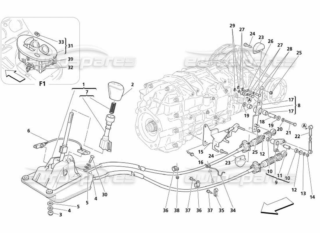 a part diagram from the maserati 4200 spyder (2005) parts catalogue